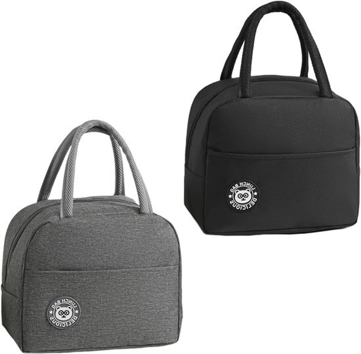 Koeltas Klein 2-Pack - Voedsel Thermos Tas voor Werk - Lunch Tas voor Kinderen - Volwassen Voedsel Tas - Unisex Kantoor School Buiten Picknicks (Zwart, Grijs)