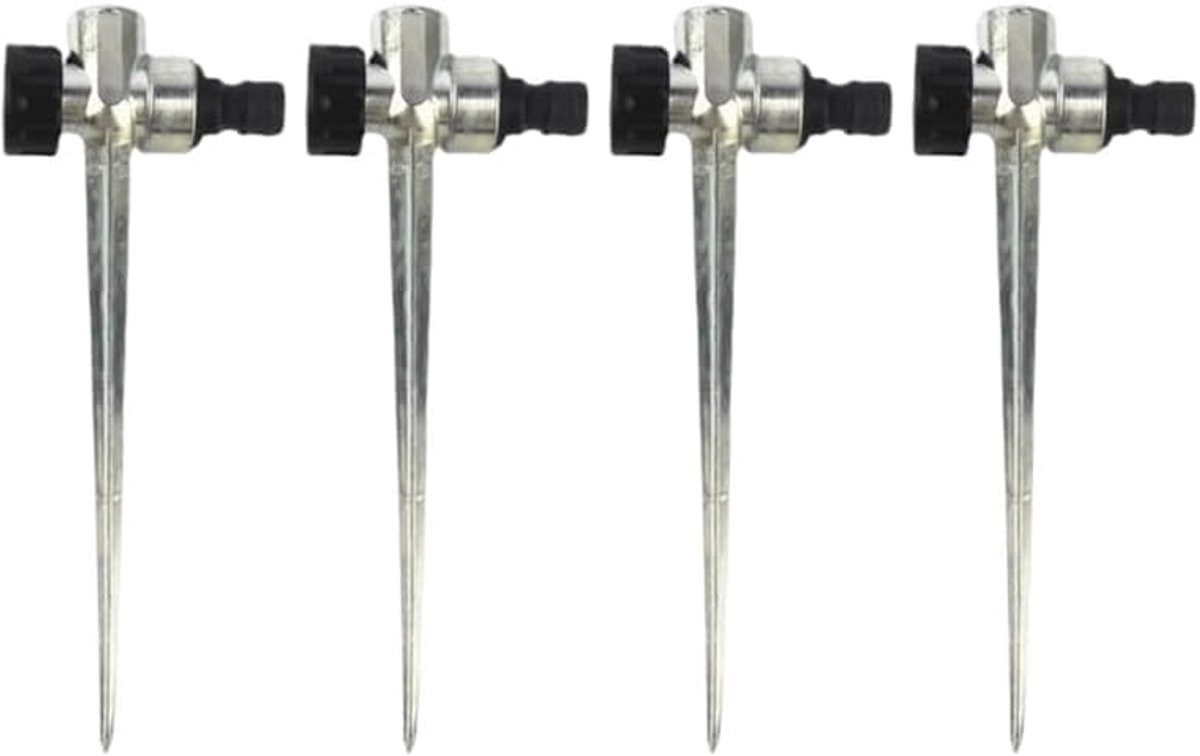 4 stuks gazonsproeierspies, metalen irrigatiekop, 1/2 inch binnendraad en zijdelingse buitendraadinterface, voor gazon, tuin, irrigatie voor moeiteloos slijpen efficiënt