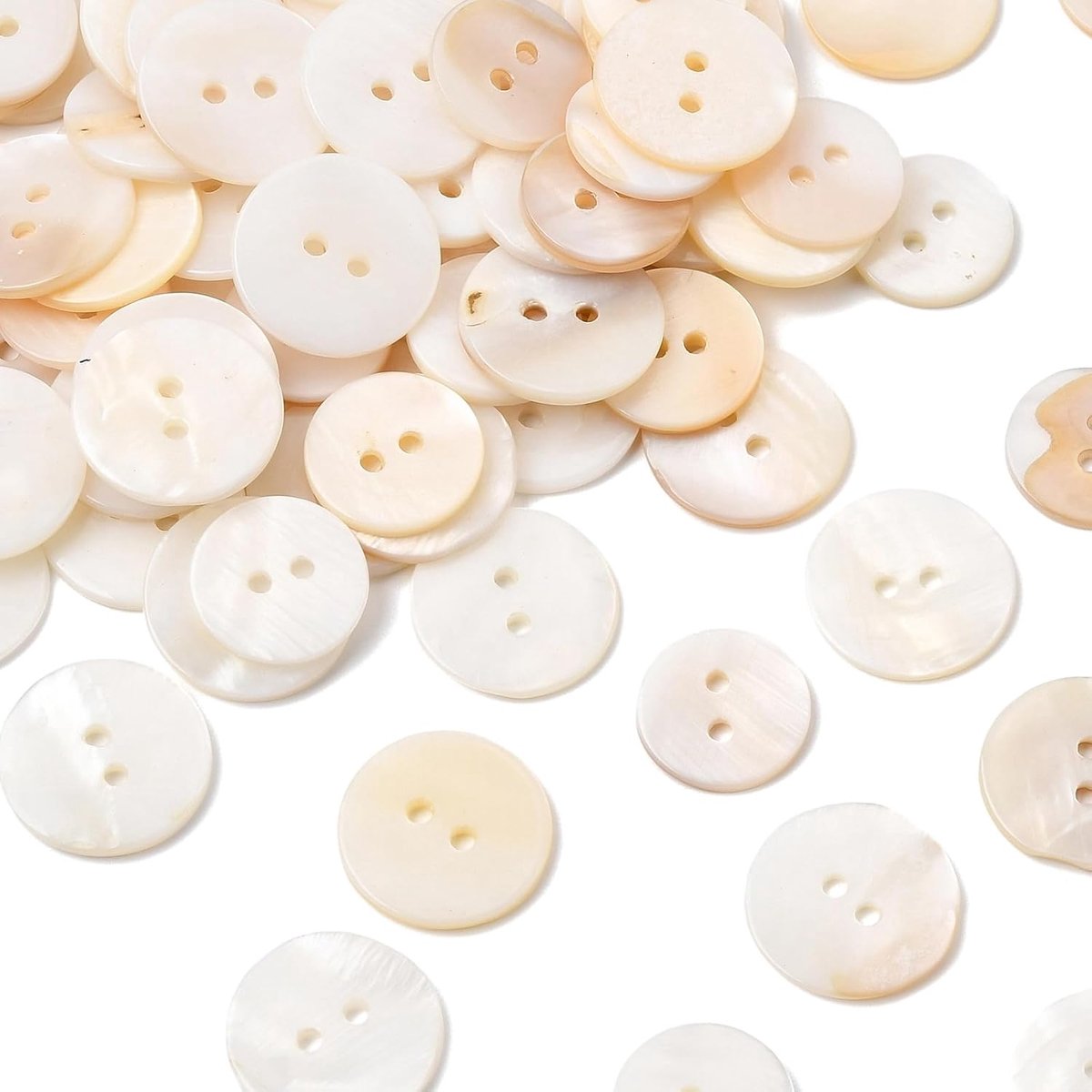 100 stuks zoetwater schelp knoppen, natuurlijke platte ronde parelknopen, zeeschelp knop bulk voor jassen pakken jas blazers jeans rokken naaien ambachtelijke maken, 2 maten