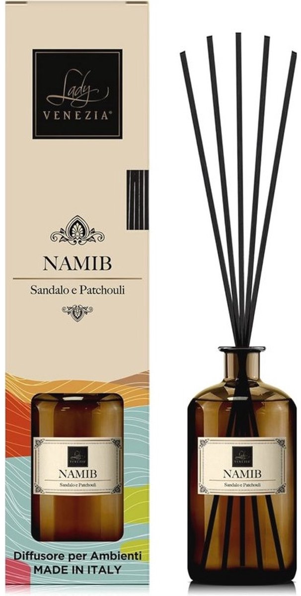 Milieudiffuser met stokjes - 500 ml - 3 geuren - Sandelhout en Patchouli