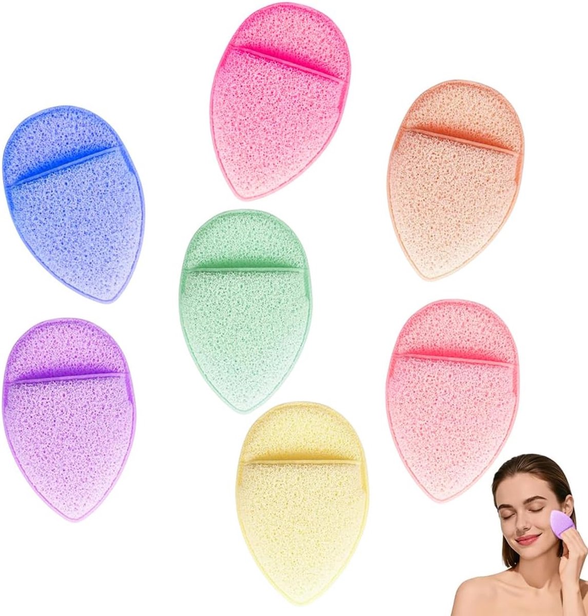 7 stuks gezichtspeelspons, herbruikbare make-uppads, wasbaar, zachte gezichtsspons, gezichtsreiniging, wattenpads, voor gezichtsreiniging, massage, poriënpeeling, masker, make-up
