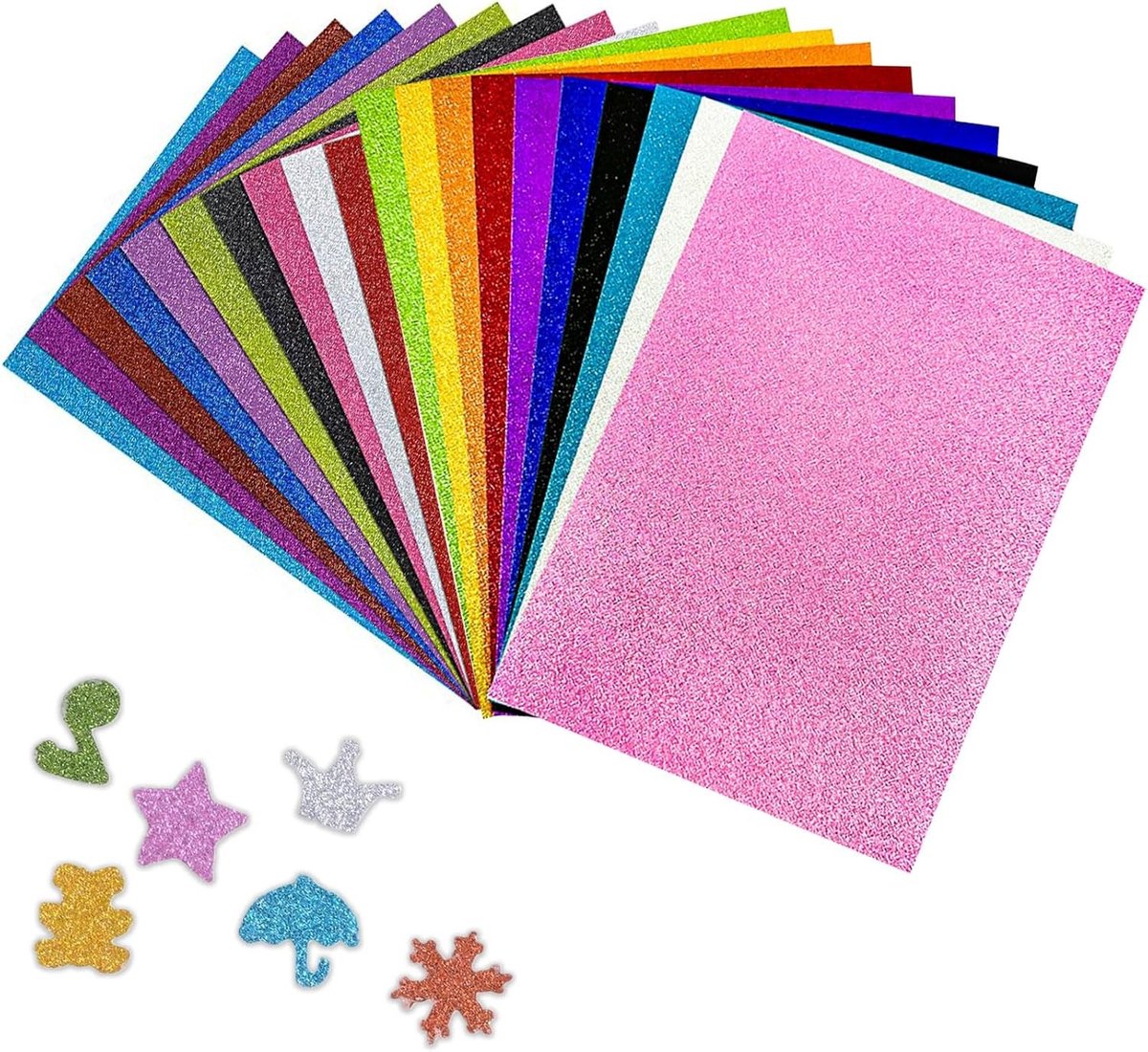 Kleurrijk Glitterend Plakpapier A4, 10 Kleuren, 22 Vellen, Perfect voor Knutselen, Cadeauverpakking en Scrapbooking