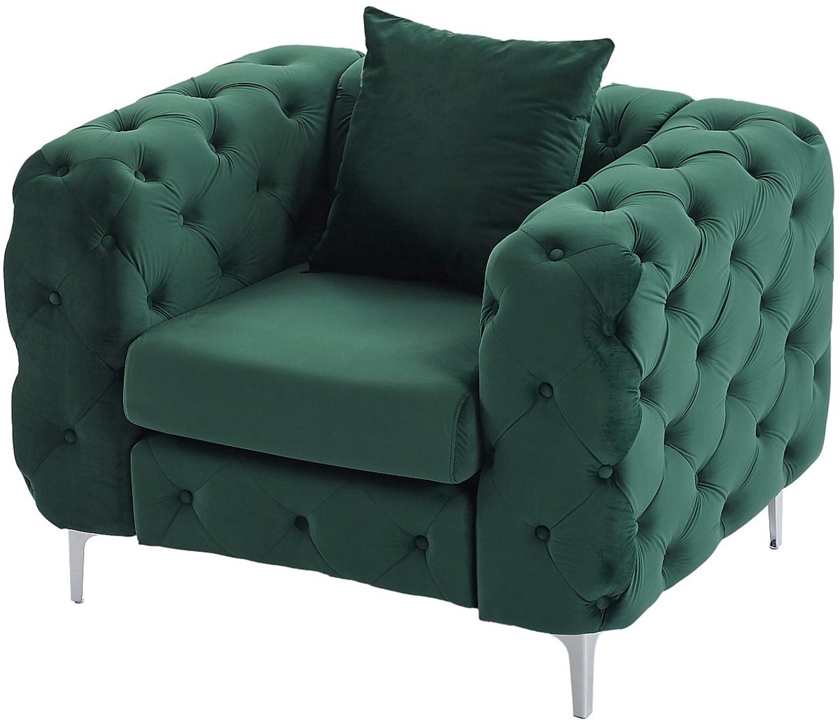 Vente-unique Chesterfield fauteuil in groen fluweel EDWINA