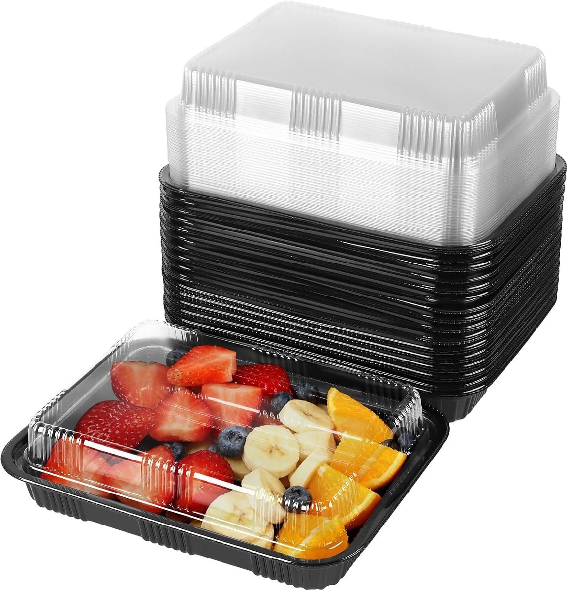 30 Stuks Sandwich Schalen met Deksel, Plastic Buffet Schalen voor Feestjes, Herbruikbare Catering Tray voor Voedsel, Taart, Sushi en Maaltijd Voorbereiding