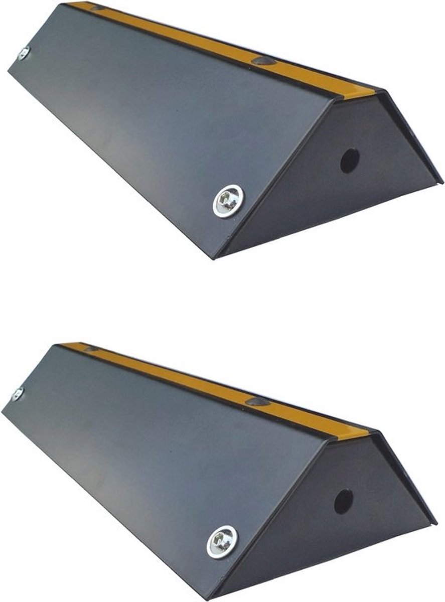 Stalen Wielstopper Voor Parkeerplaatsen en Garages - 42x16x7 cm (Set van 2)