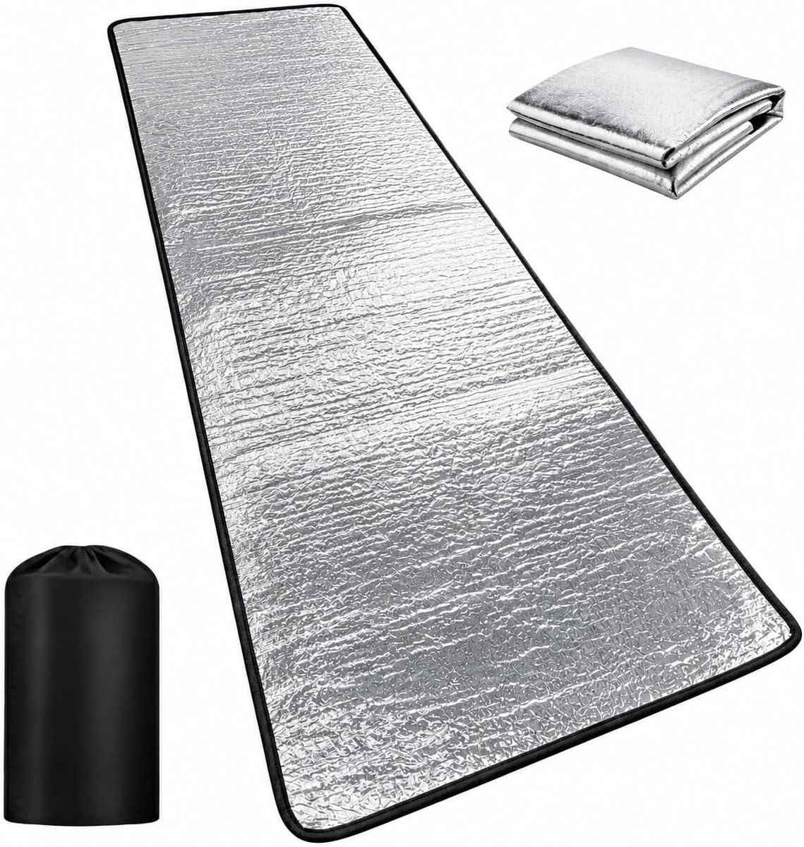 Isolatiemat, schuimmatten, 200 x 100 cm, 3 mm dik, isolatiemat van aluminiumfolie, slaapmat voor camping, isolatiedeken, opvouwbare tentmat, vloermat, thermomat voor camping, yoga