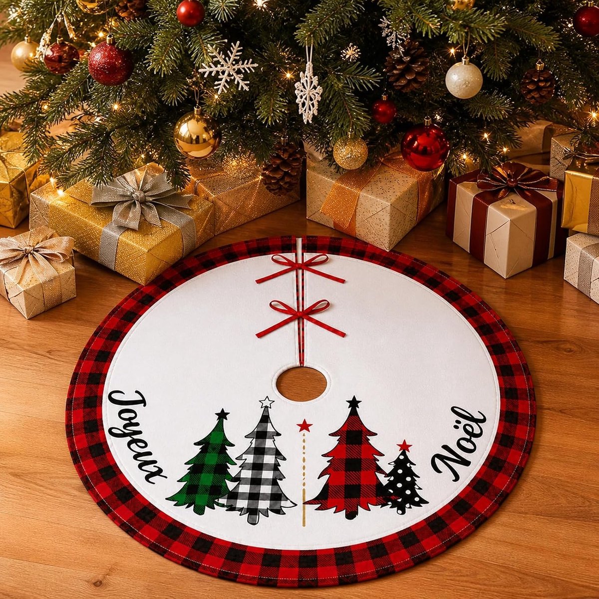 Kerstboomrok voor decoratie thuis, rood