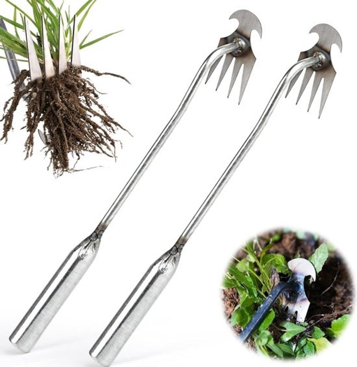 2 stuks wiedgereedschap - onkruid wieden - 35 cm - multifunctioneel - geschikt voor tuin - bodem losmaken
