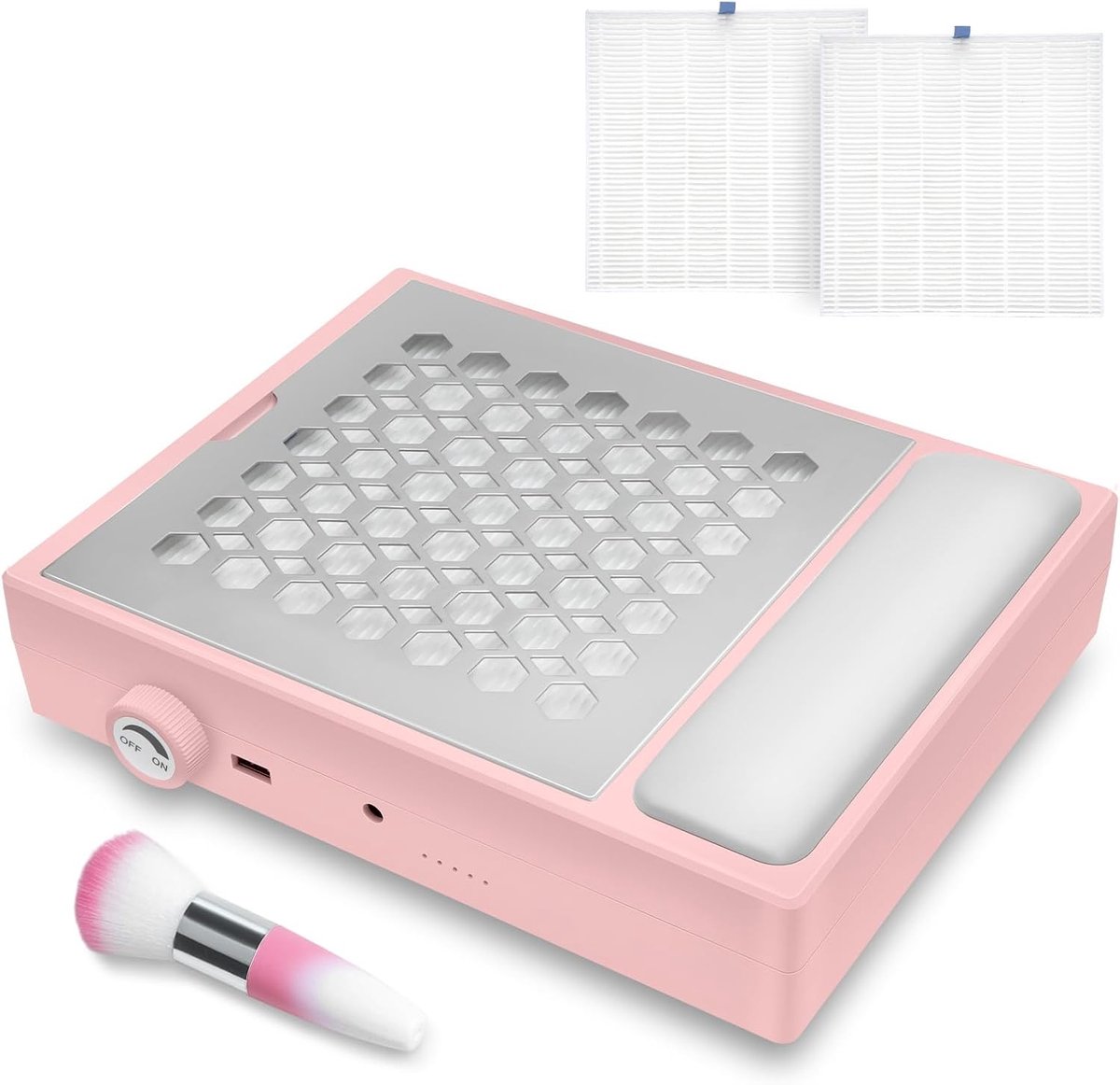Professionele stofafzuiging voor nagels, 56W krachtige nagelstofzuiger met 2 filters en 1 borstel, stille nagelstofzuiger voor nagelstudio en thuis, wit