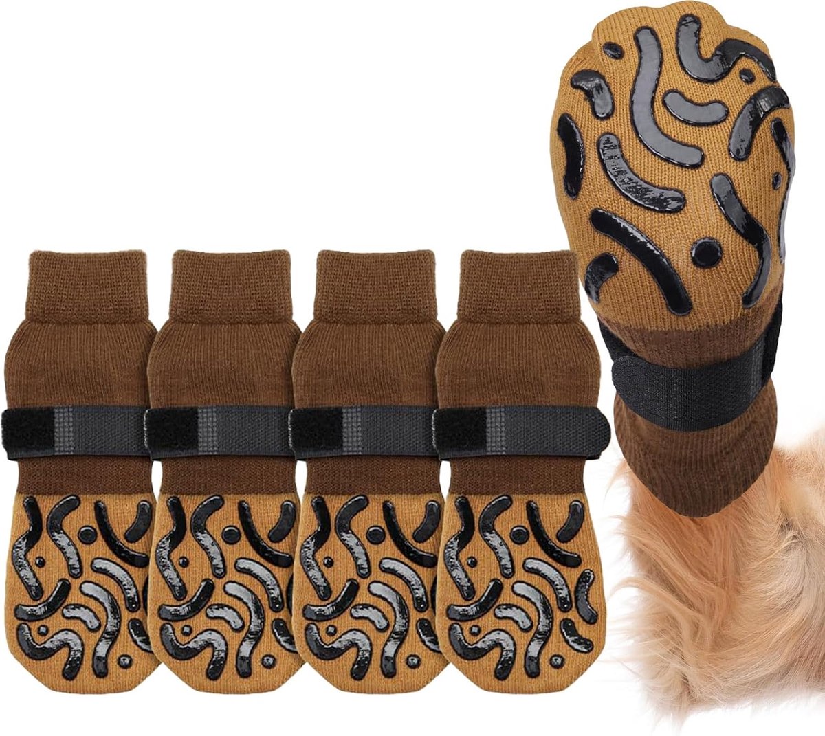 2 paar hondensokken stoppen met likken, pootbeschermers, verstelbare laarzen, grippers anti-slip laarzen voorkomen likken voor oudere honden op hardhouten vloer