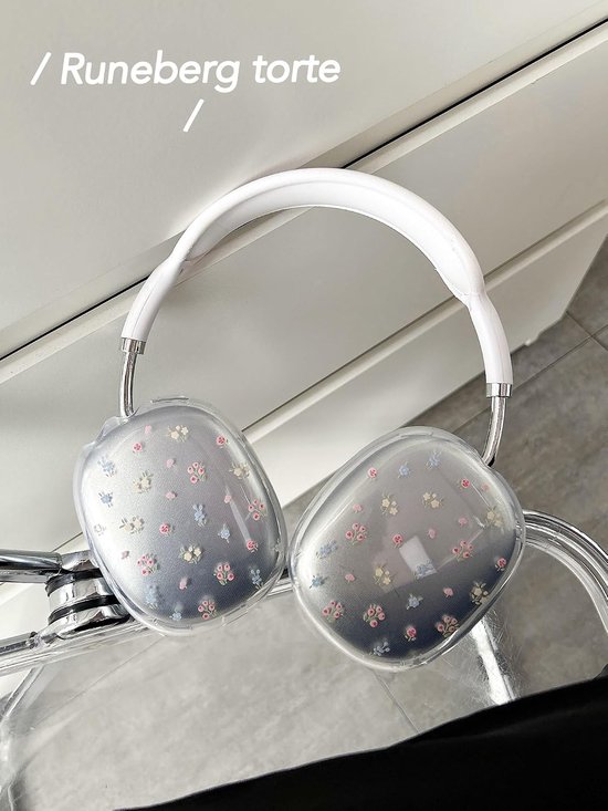 Geschikt voor AirPods Max hoesje, schattig kleurrijk bloemknopontwerp, transparant schokbestendig bufferbeschermhoes voor AirPods Max (Bell orchidee) — afbeelding 4