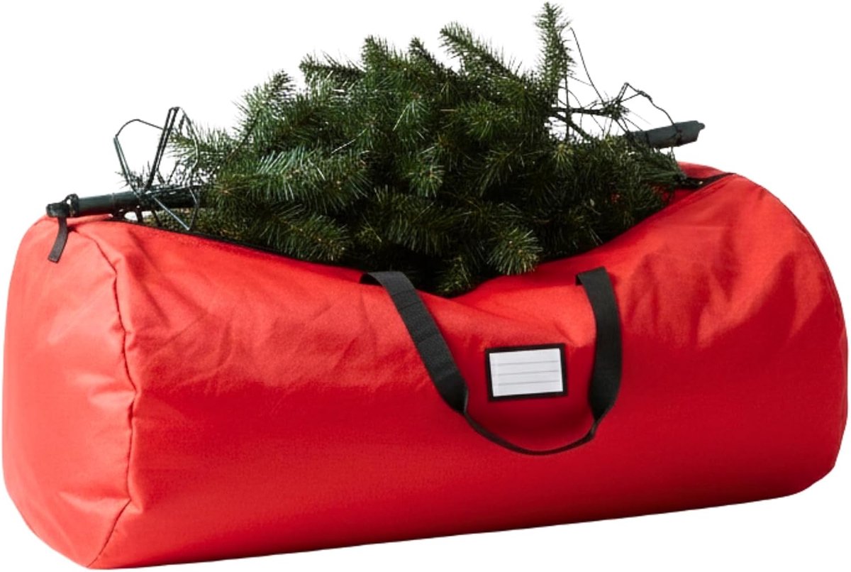 Opbergtas van zeildoek voor kerstboom, opslag tot 9 voet gedemonteerd, duurzaam waterdicht materiaal, opbergcontainer met ritssluiting met handgrepen, Rood, 136 x 53 x 53 cm