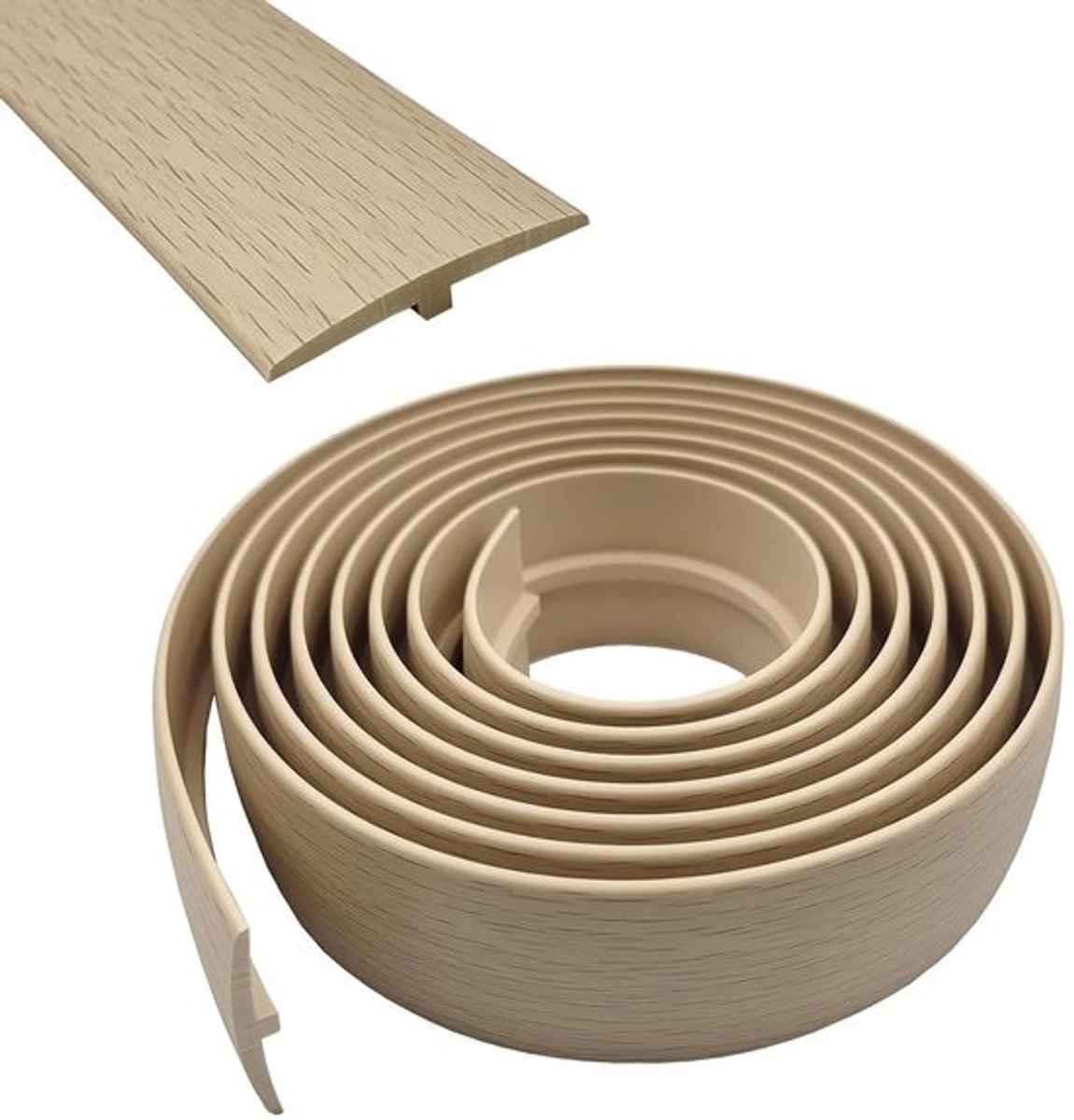 PVC T-vormig Overgangsprofiel - Zelfklevend - Voor laminaat, MDF en houten vloeren - Esdoornhout, 50 mm breed, 5 meter