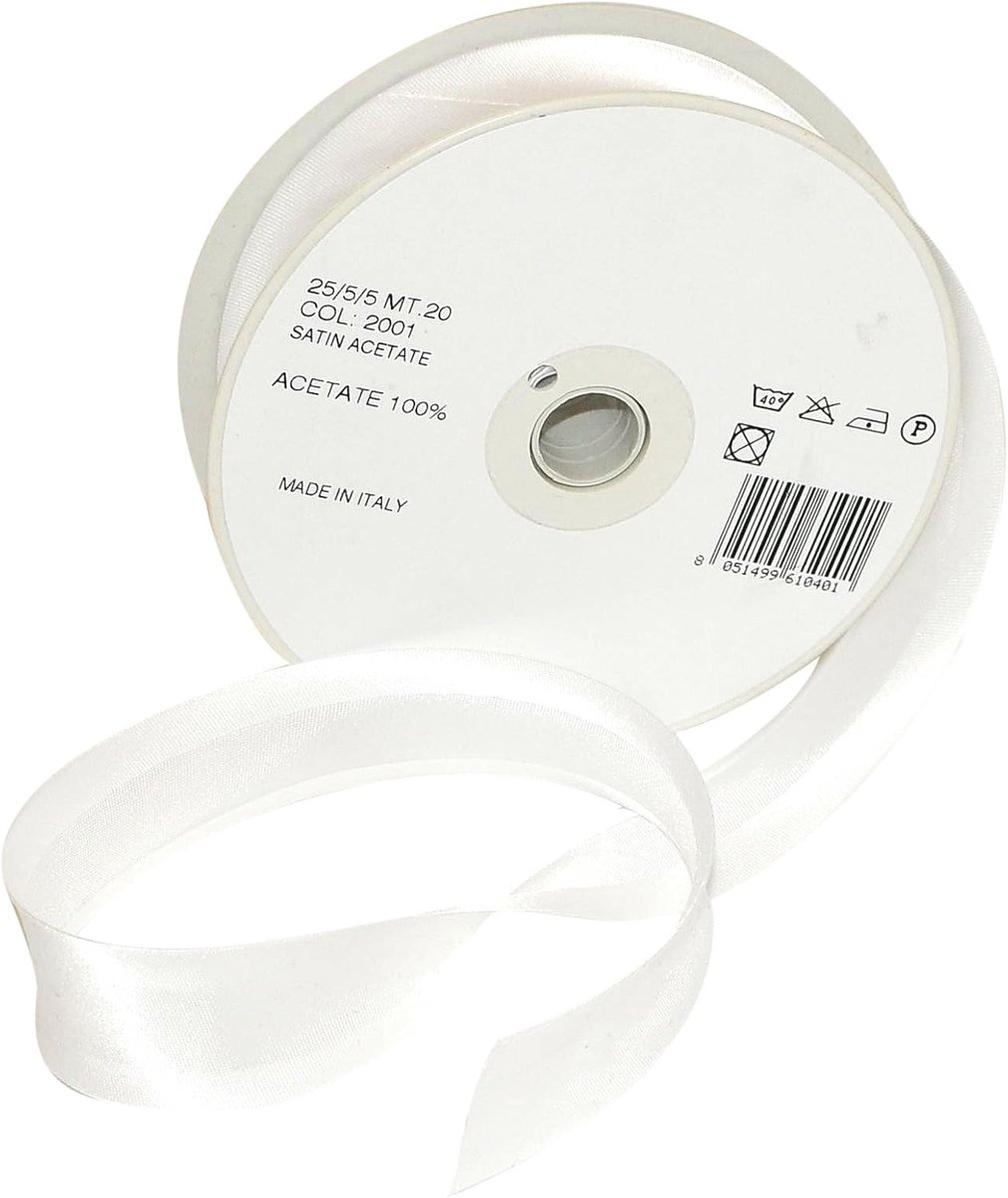 25/5/5 mm Azetaat-satijn biasband, wit 2001