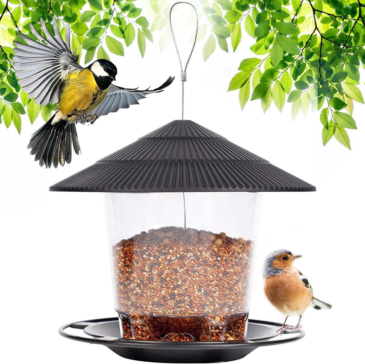 Voederhuis voor Tuinvogels met Zonnebloempitten, Pinda's en Zaadmengsel voor Kleinere Vogelsoorten zoals Merels en Huismussen