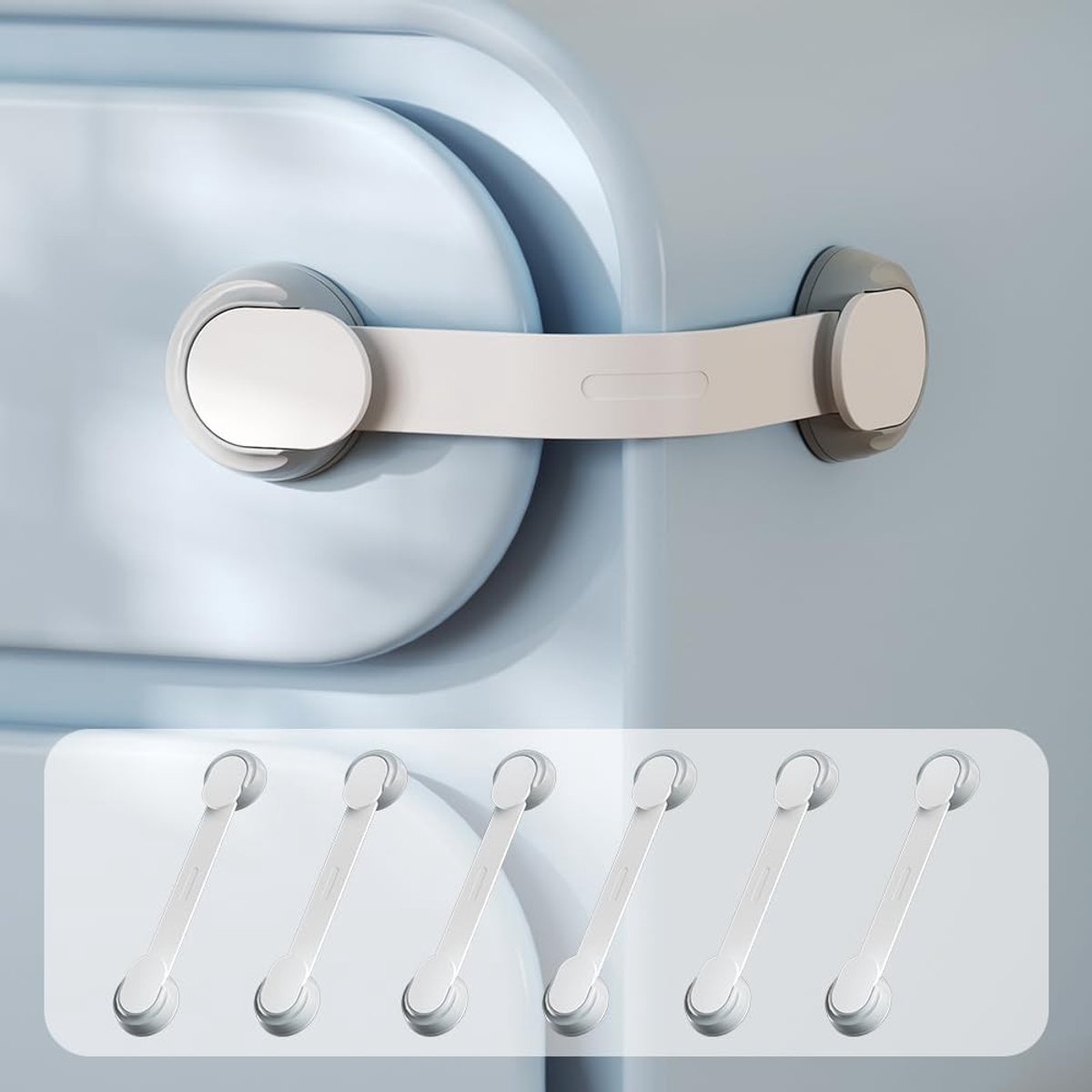 6 Stuks Veiligheidsriemen voor Kasten, Kindveilige Sloten voor Keuken, Toiletten en Kasten (Wit)