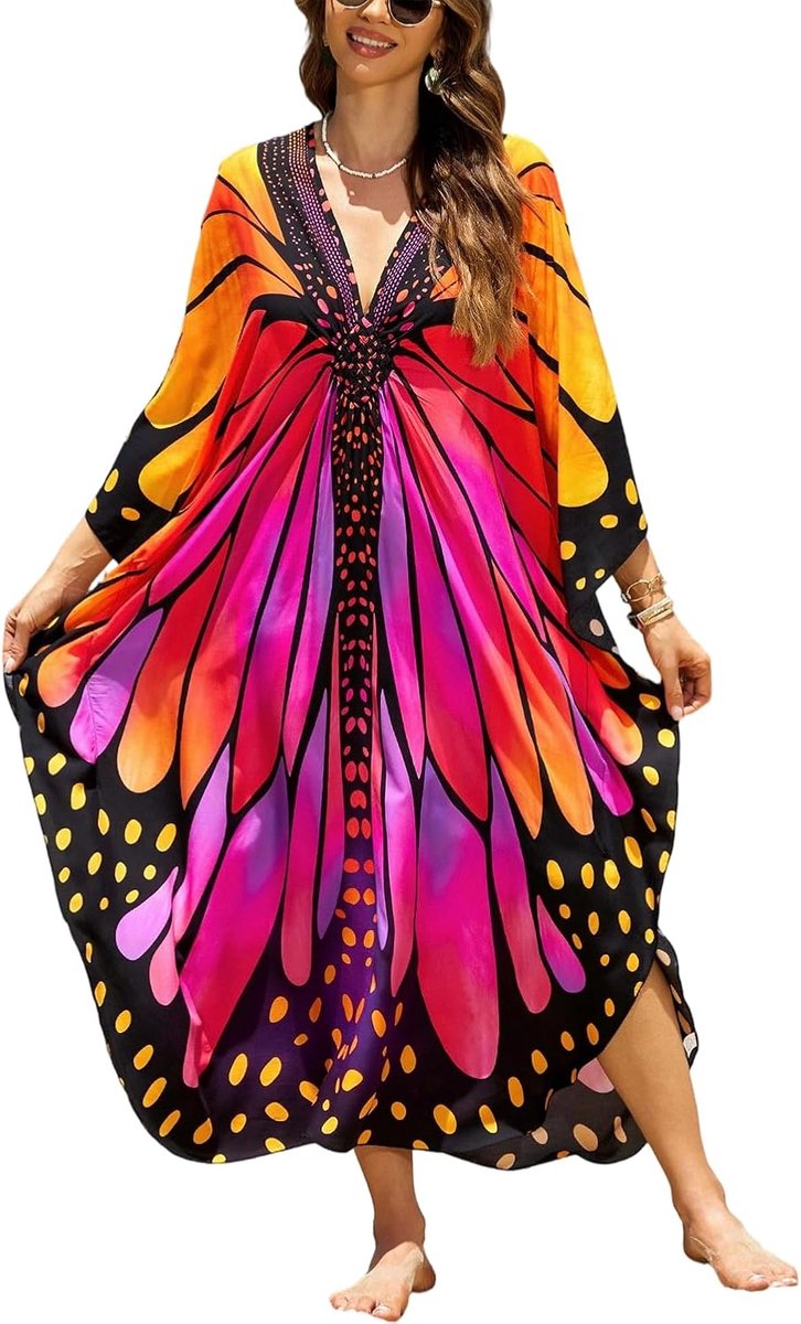Strandjurk voor dames, kimono, maxi-kaftan, cover-ups