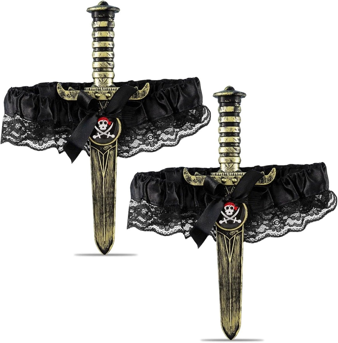 2 kousenband piratenkostuum dames dolk kant Halloween