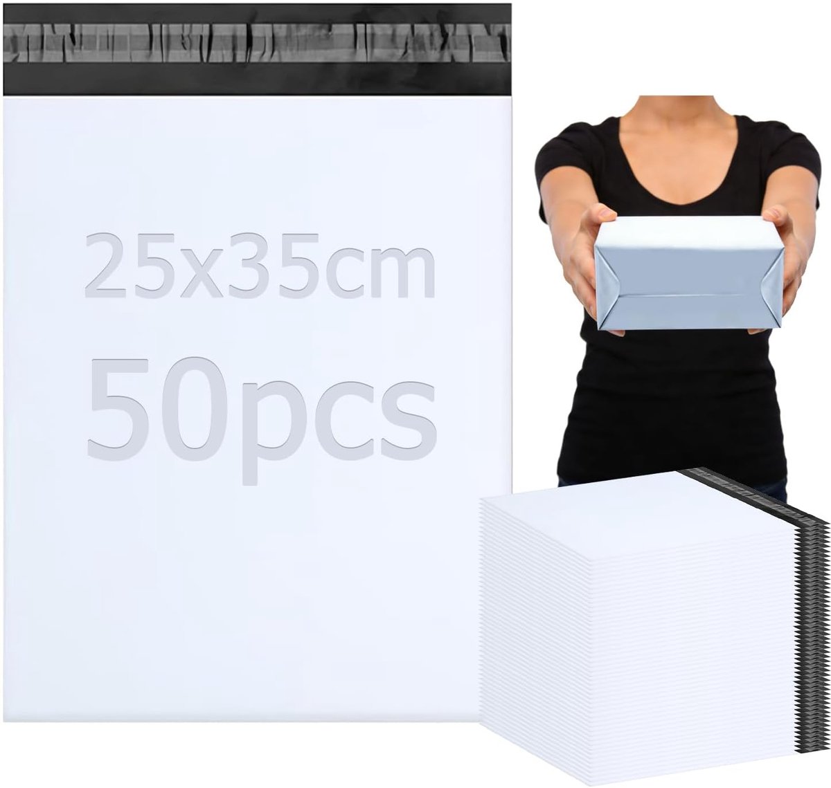 50 stuks 25 x 35 cm verzendzakken, verzendzakken, verzendzakken voor kleding, verzendzakken, plastic verzendzakken met zelfklevende sluiting, ondoorzichtig