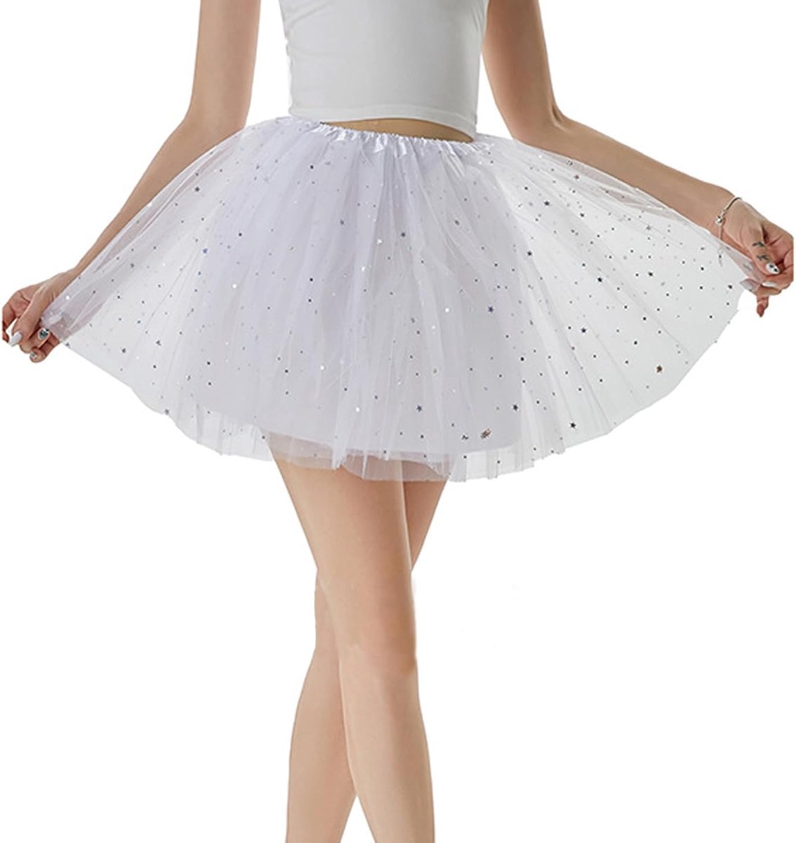 Tutu rok, Tulle rok 3 lagen Tutu jurk met comfortabele voering Tutu Ballet dansen rok voor kostuum feest Halloween wit