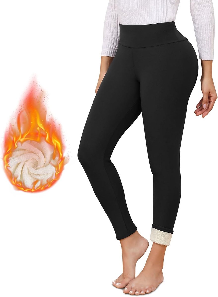Leggings voor dames, gevoerd, dikke thermische legging, wollige hoge taille, ondoorzichtig, sportlegging voor de winter, warme fleece legging