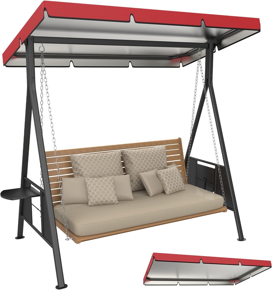 1 stuks vervangende schommelluifel, 13,2 x 9,6 x 0,5 cm 600D dikker Oxford terrasschommels met luifel, waterdichte stof voor buiten, tuin, tuin, park, veranda, terras [rood]
