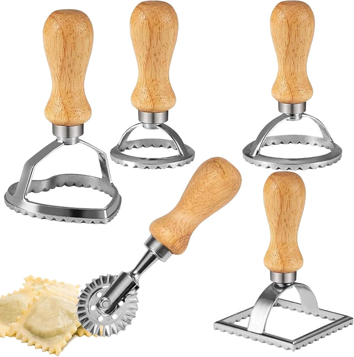 Deegzakken, ravioli, uitsteekvormpjes, deegzakvormen, vierkante ronde hartvormige ravioli-vorm voor deegzakken, muilzakken, pasta