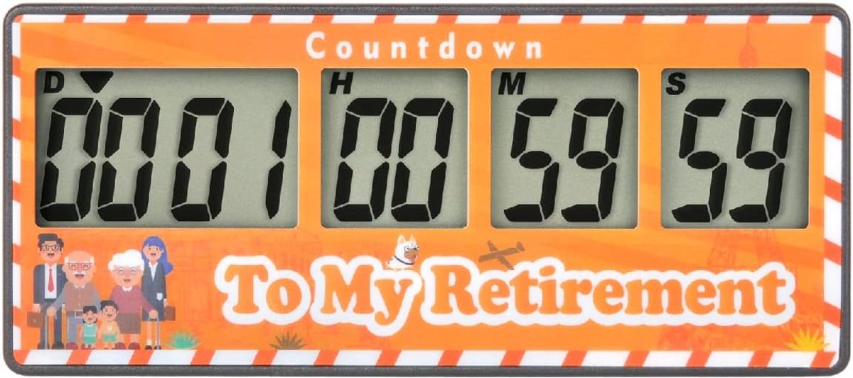 Digitale kookwekker, pensioen countdown timer 9999 dagen, magneet ontwerp, luid alarm, tracks bruiloft vakantie werken koken baby geboorte (yellow)