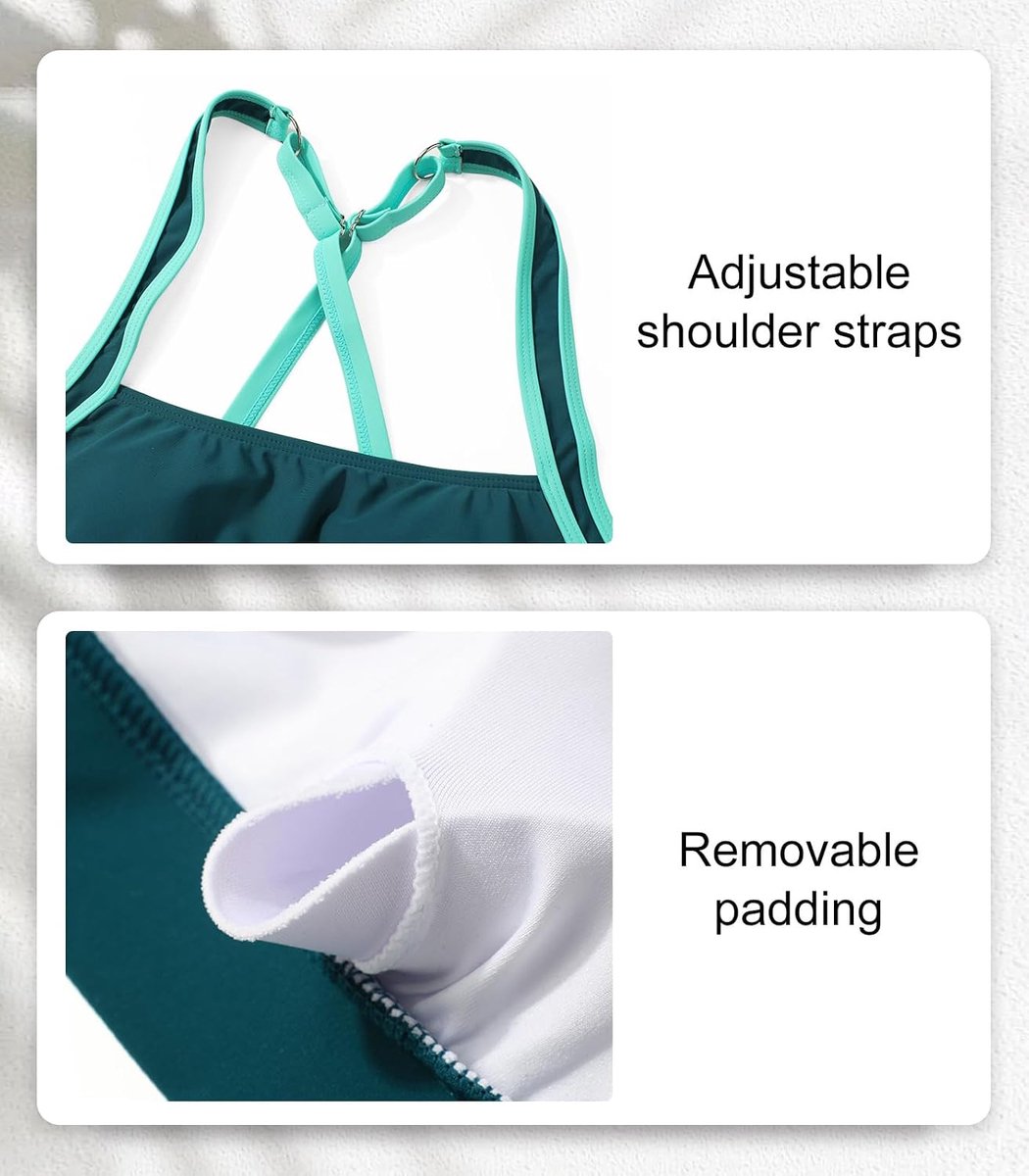 Tweedelig badpak voor dames, halfhoge taille, effen, tweedelig, bikini, gevoerd, sportief