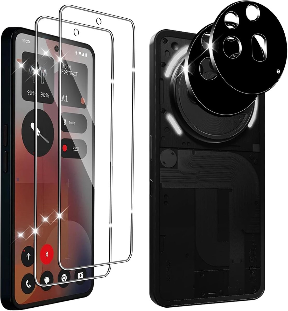 Screen protector voor Nothing Phone 3A Pro, 2 stuks krasbestendige displaybeschermfolie met 2 stuks camerafolie, HD helder, zonder luchtbellen, Ultra Boven 9H+ Gehard glas
