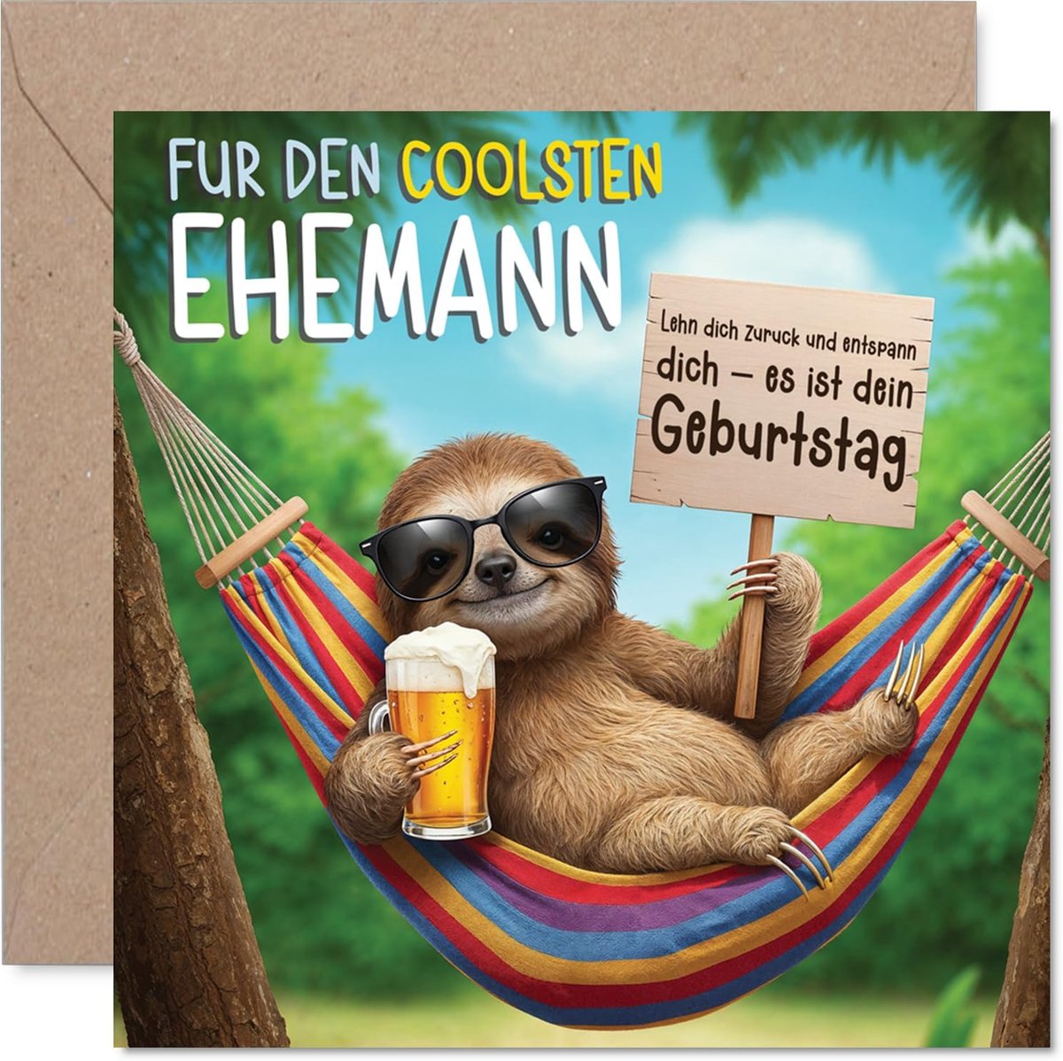 Gezellige verjaardagskaart voor man - Luchtvaart humor - Luie man met bier