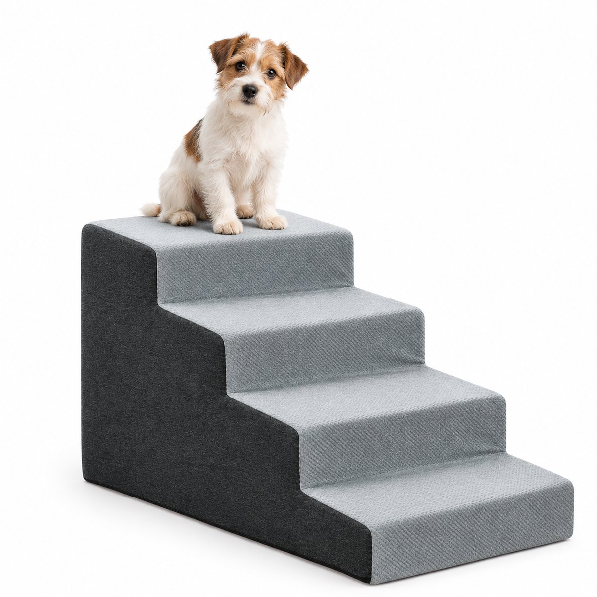 Maasselect hondentrapje voor honden - Grijs - Afneembare hoes - 4 tredes - Antislip - Lichtgewicht - Voor kleine honden