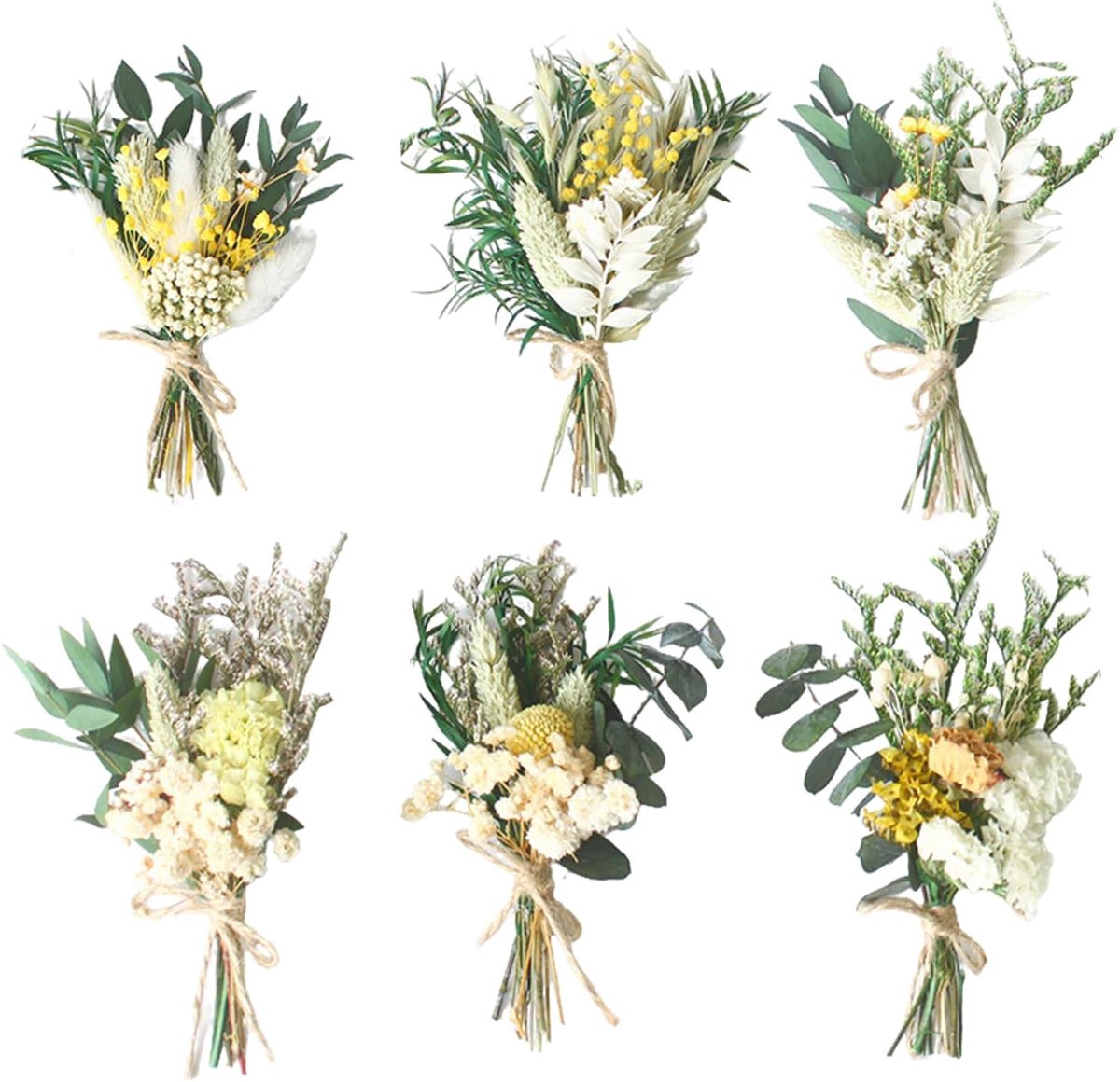 Gedroogde bloemboeketten, mini echte gedroogde bloemen voor ambachten, boho droogbloemboeket groen klein handgemaakt boeket gedroogde doe-het-zelf gedroogde bloemen decoratie voor