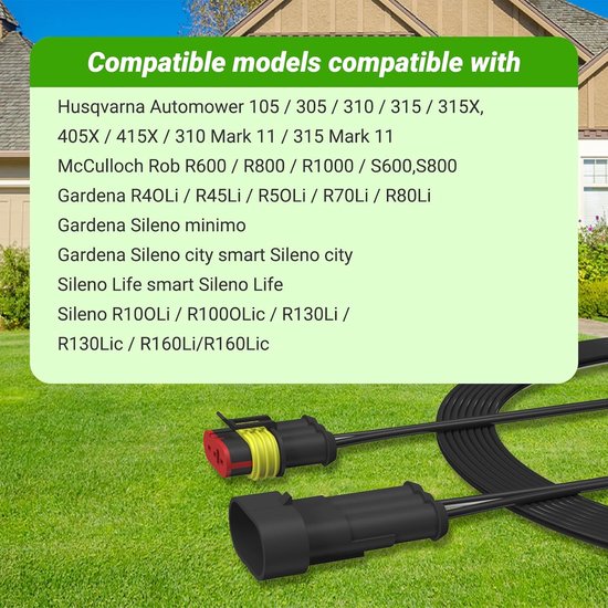 3M oplaadkabel voor transformator, stroomvoorziening en laadstation, compatibel met Husqvarna Automower 320 330x 2013-2015, 105 305 310 315X 405X 415X 420 430X 2015+, voor Gardena 2016+ gazon — afbeelding 3
