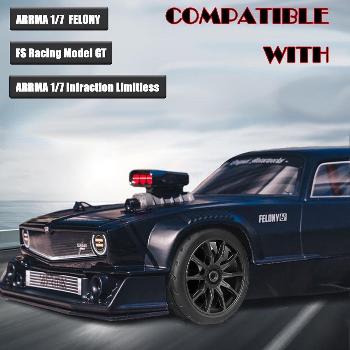 Bandenband op de weg 17 mm velgen voor Arrma 1/7 overtreding Felony FS Racing Model GT RC Auto Upgrade On Road Band 4 stuks Eén Set (2 Big 2 Small)
