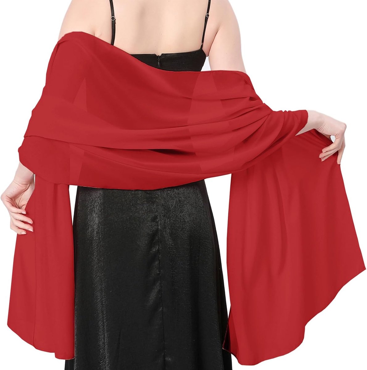 Halsdoek voor dames, chiffon, zomersjaal, feestelijke stola voor avondjurk of bruidsjurk, bruiloftssjaal