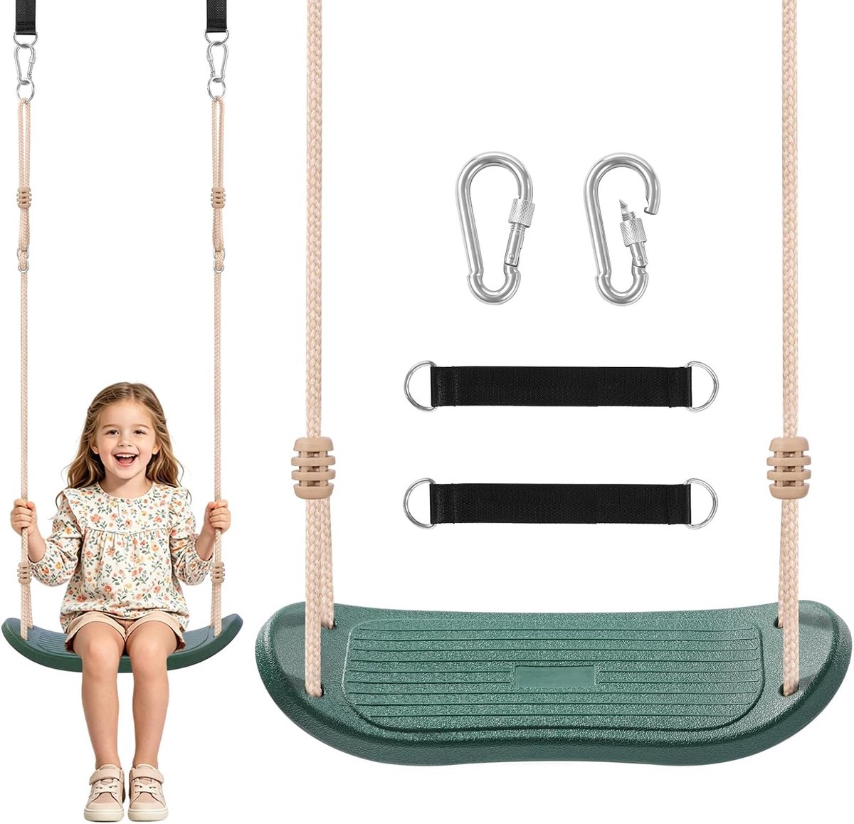 Schommel, in hoogte verstelbare kinderschommel outdoor voor kinderen jaar, groen