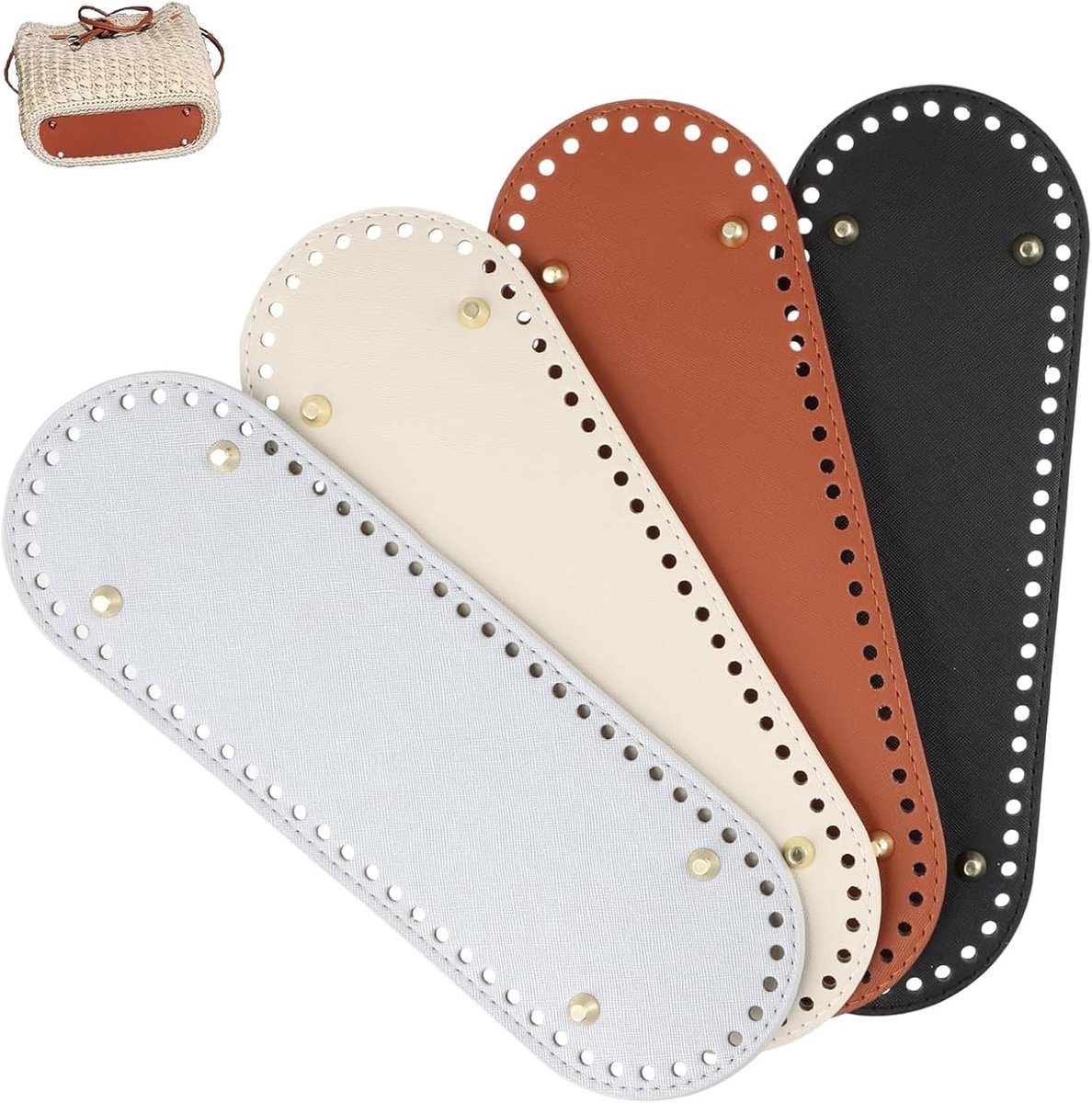 Bodem voor tassen, 4 stuks, kunstleer, 4 kleuren bodem om te haken, voor handtas, doe-het-zelf gebreide haaktas, schoudertas, accessoires