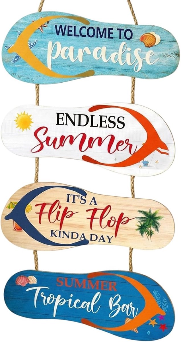 1 x zomerdecoratie flipflops hangdecoratie van hout