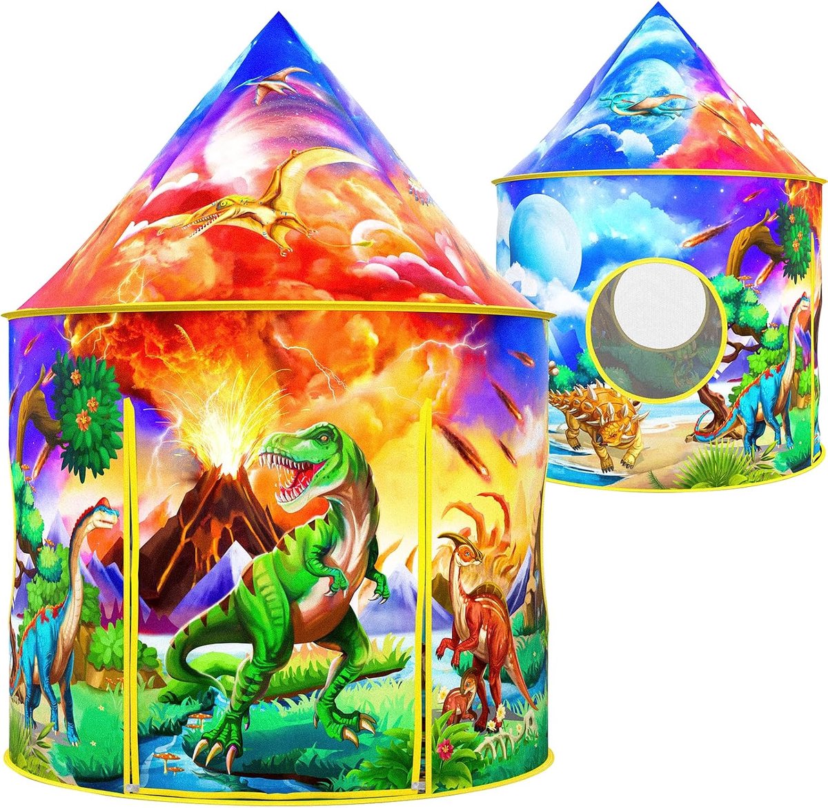 Dinosaurus Ontdekkings Speeltent, Grote Pop-Up Kindertent voor Binnen en Buiten, Educatief Dino Avontuur voor Jongens & Meisjes (3-12 Jaar)