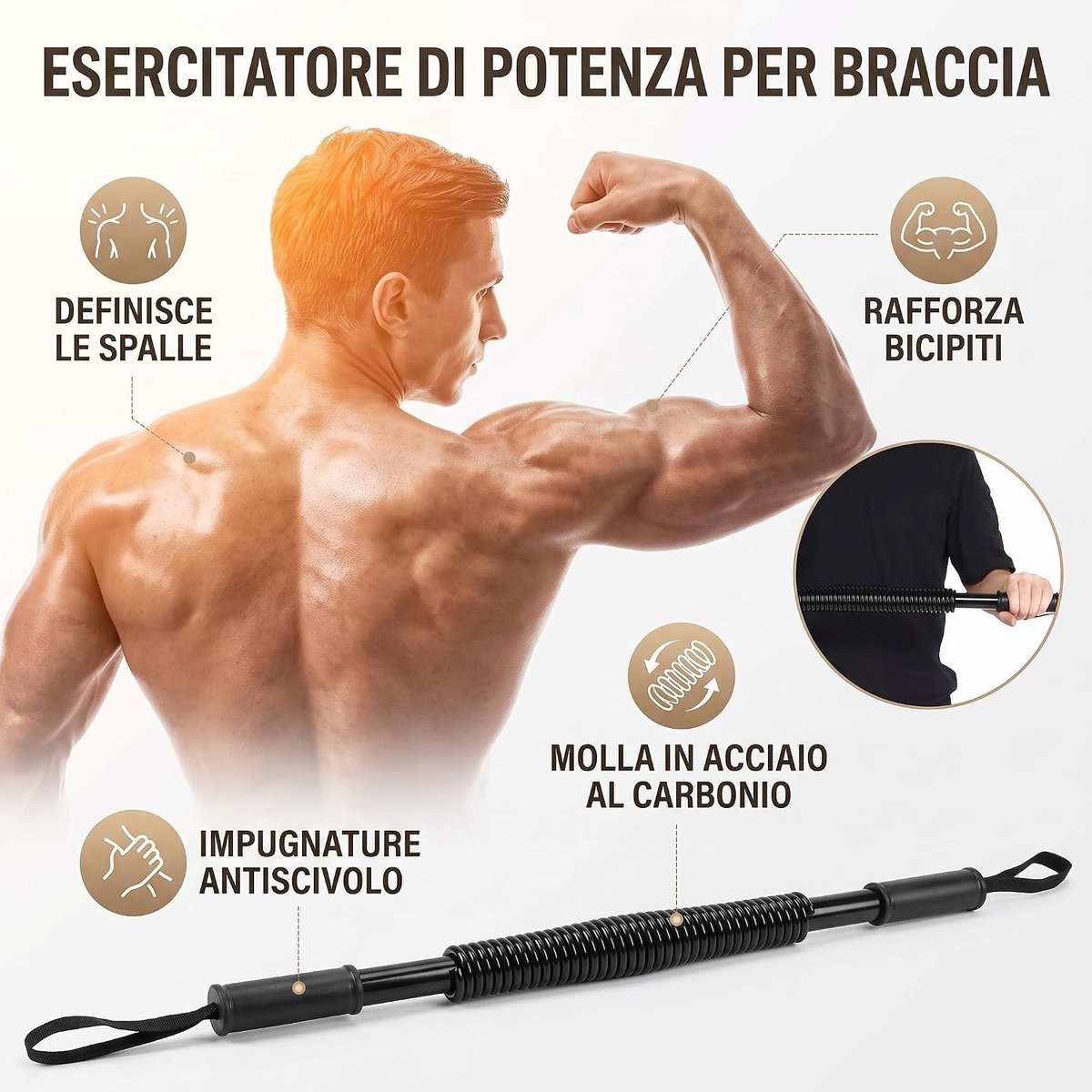 Arm Spier Trainer voor Krachttraining van Armen, Rug, Borst en Schouders - Fitness Tool met 80kg Weerstand