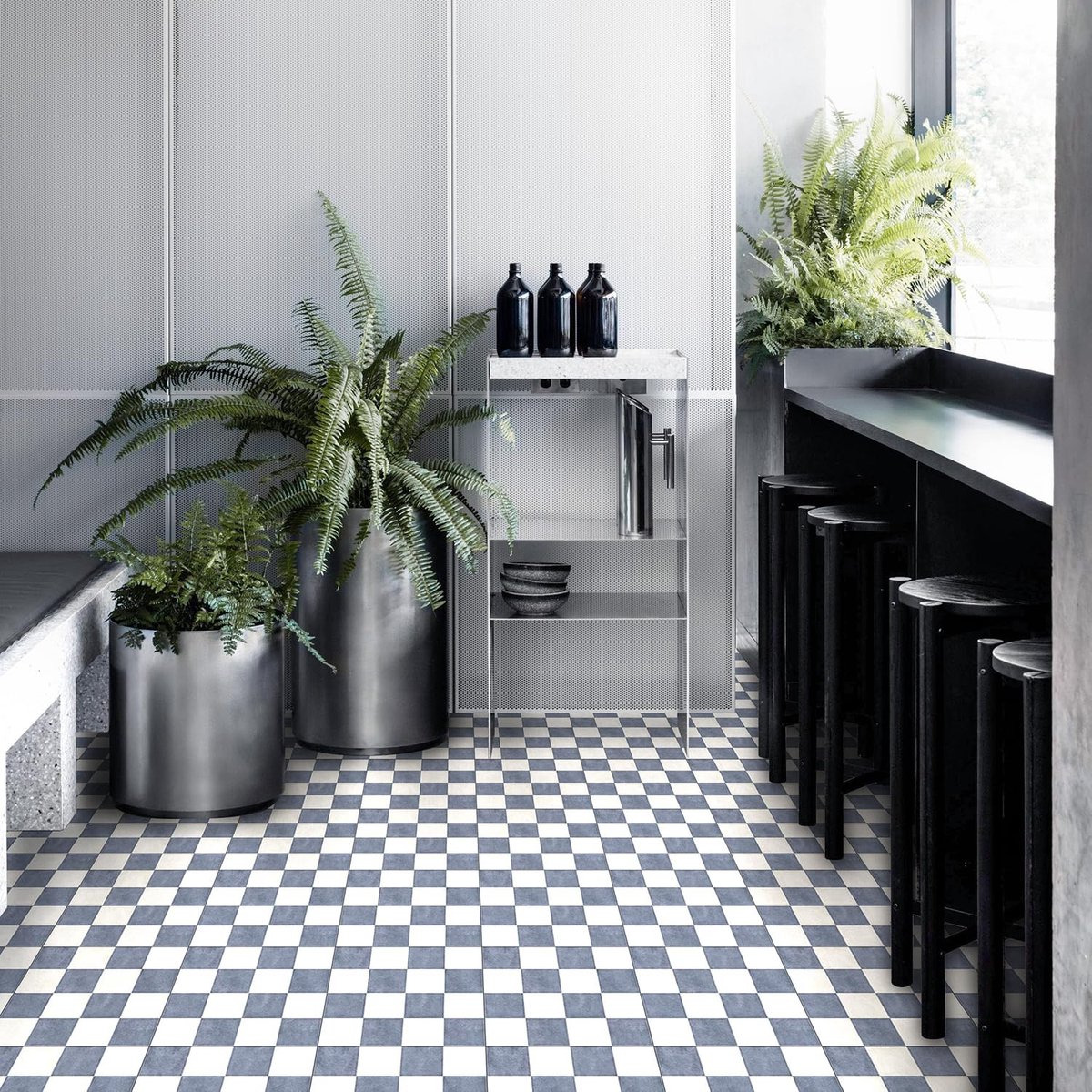 30 x 30 cm Zelfklevende Vinyl Vloertegels - 10 Stuks, Waterdicht en Antislip voor Keuken, Badkamer en Woonkamer, Wit Blauw Geruit