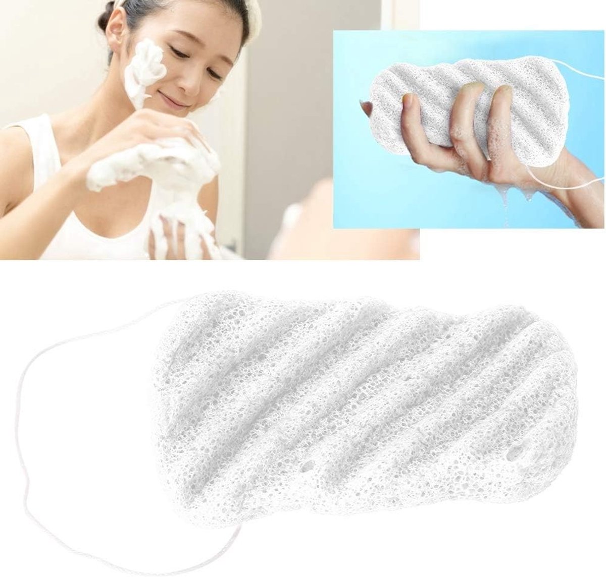 Natuurlijke konjak spons voor lichaam, grote maat, exfoliatie, reiniging van poriën en huidverzorging