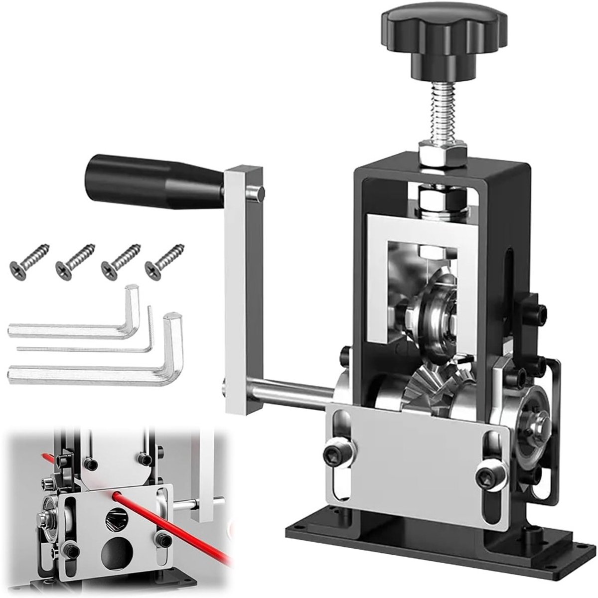 Kabelstripmachine 1-20mm - Draadstripper met Verwijderbare Handgreep & Stalen Mes - Handmatig of Boor Aangedreven - Voor Harde, Zachte & Meeraderige Kabel - Koper Strippen