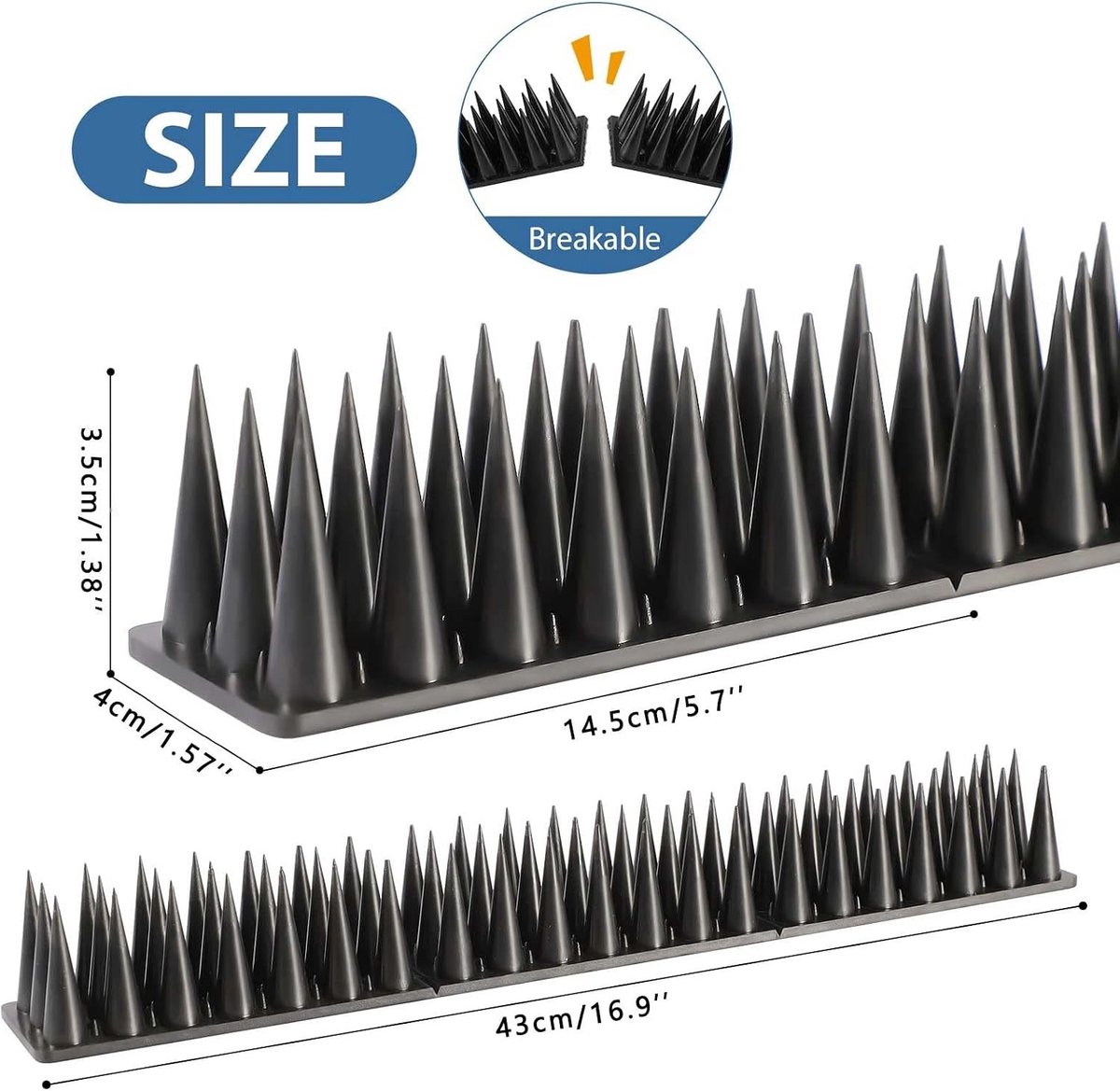 12 Stuks Pigeon Verdedigingsspikes, 5.1 m, Vogels Afschrikken, Plastic Spikes voor Balkon, Hekken en Ramen, Bescherming tegen Duiven en Andere Vogels