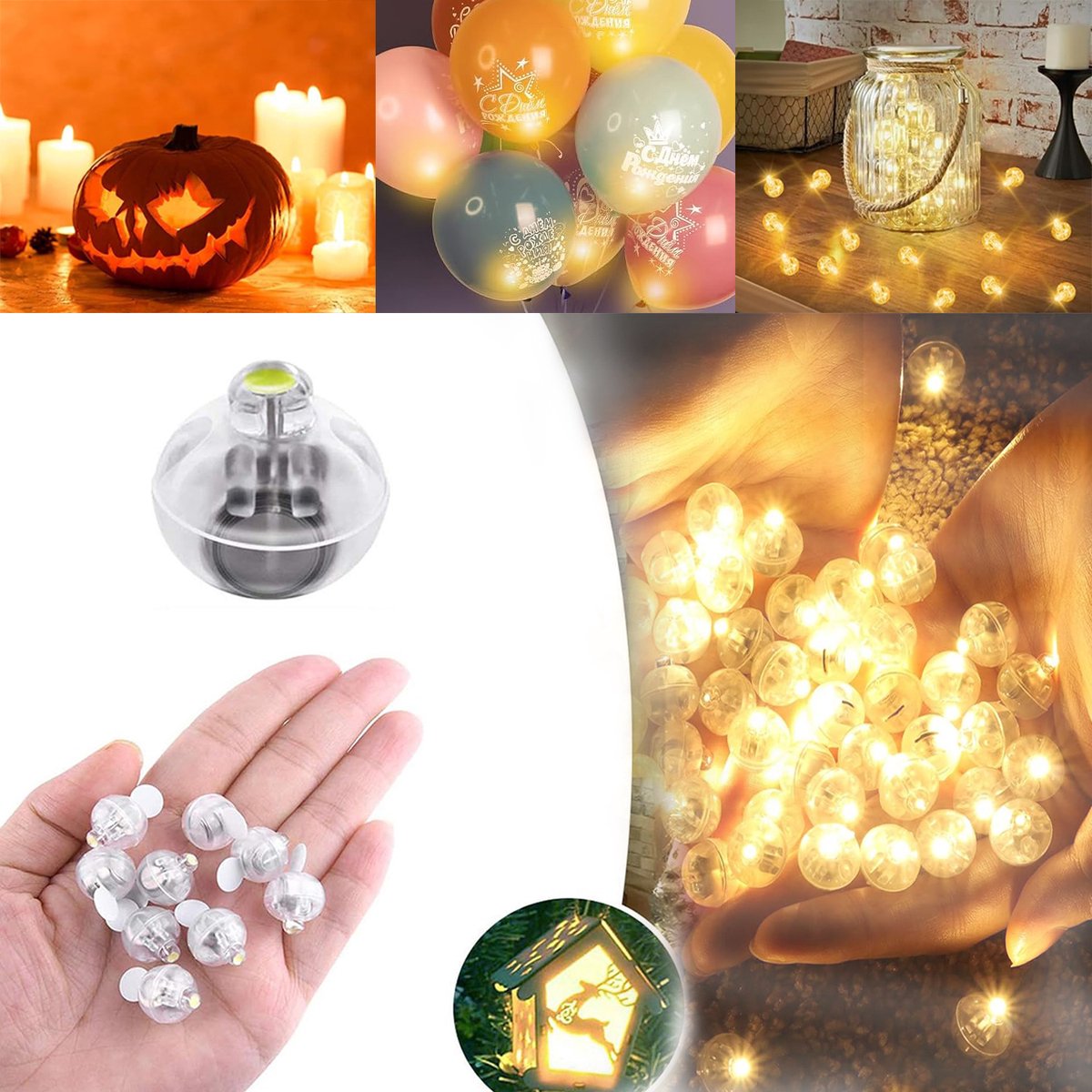 Led-Ballonverlichting, 100 Stuks Waterdichte Ronde Led-Ballonlampjes, Herbruikbaar, Feestelijke Verjaardagsfeestdecoratie