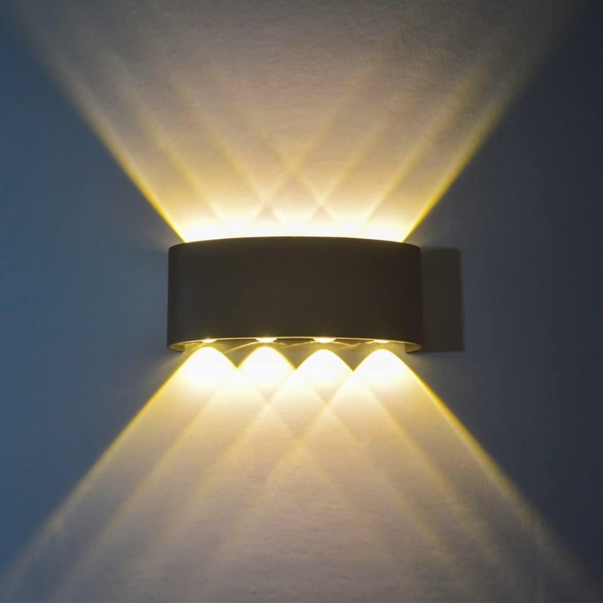 LED Wandlamp 8W - Waterdichte Aluminium Spotlights voor Binnen en Buiten, Ideaal voor Woonkamer, Slaapkamer en Hal, Verlichting voor Trappen en Badkamer (Zwart-warm wit licht)