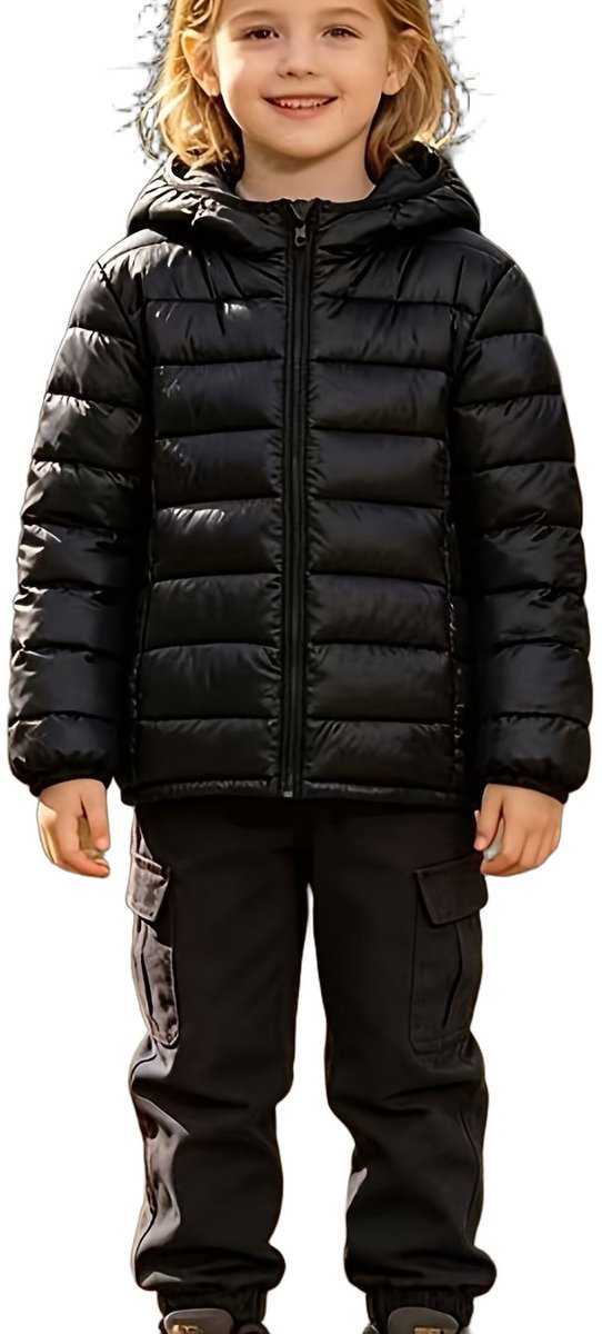 Currero Winterjas Parka Meisjes Lange Jas Meisje Wintermantel Overjas Gewatteerd Waterdicht Winter Stijlvol Mantel Kinderen 11-12 Jaar Zwart