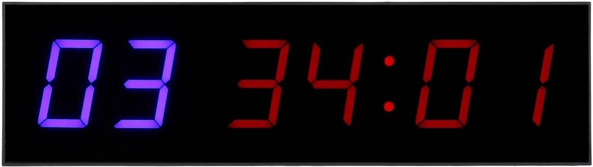 Fitness Wandklok met Stopwatch en Countdown Timer - 6-Bit LED Trainingstimer met Afstandsbediening voor Thuis Gym en Sportactiviteiten
