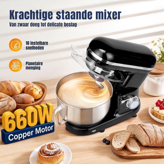 Kavo Deegmachine - Mixer met Kneedhaak - Kneedmachine - Zwart - 39cm x 22cm x 48cm van Kavo — afbeelding 4